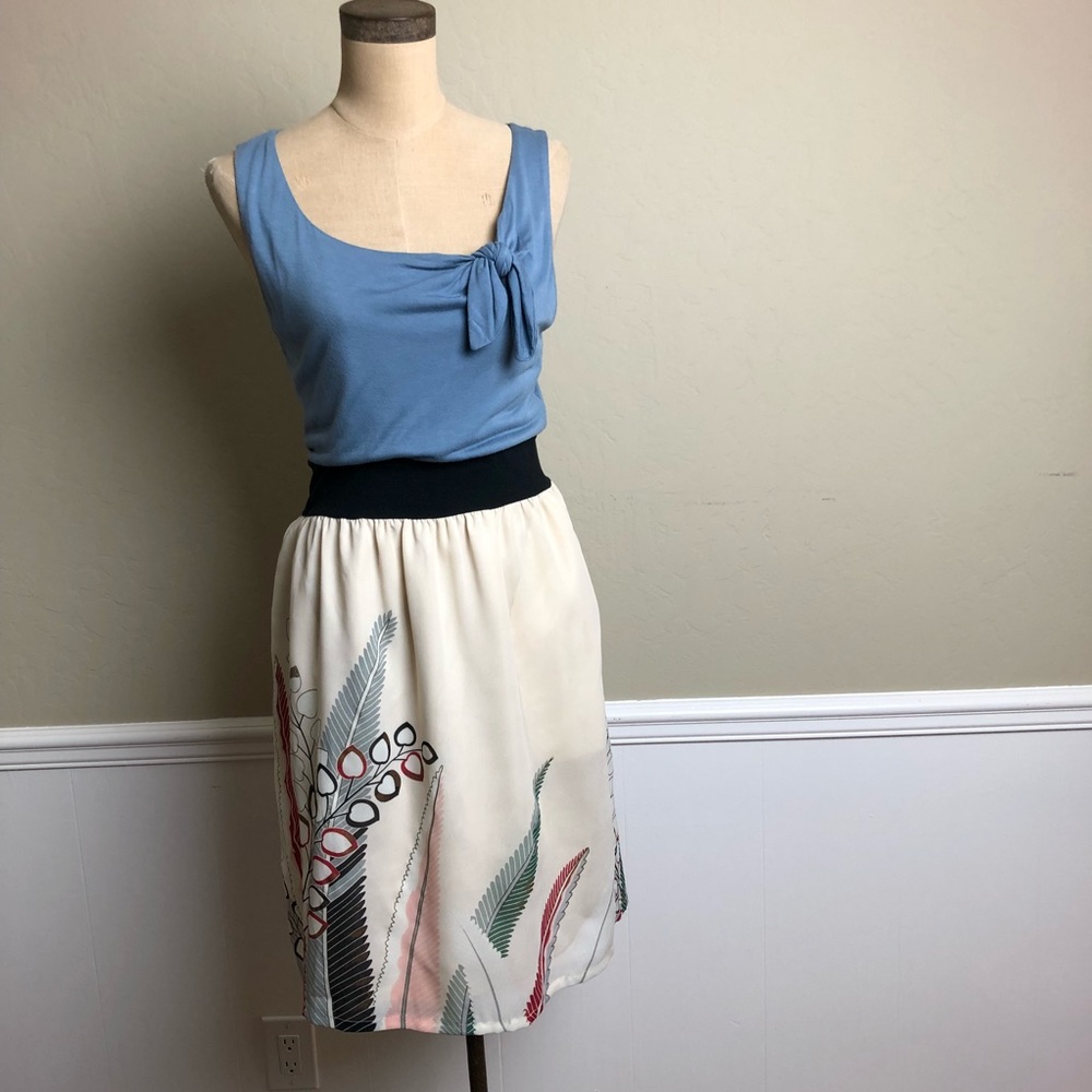 Anthropologie Print/ Solid Combo Dress